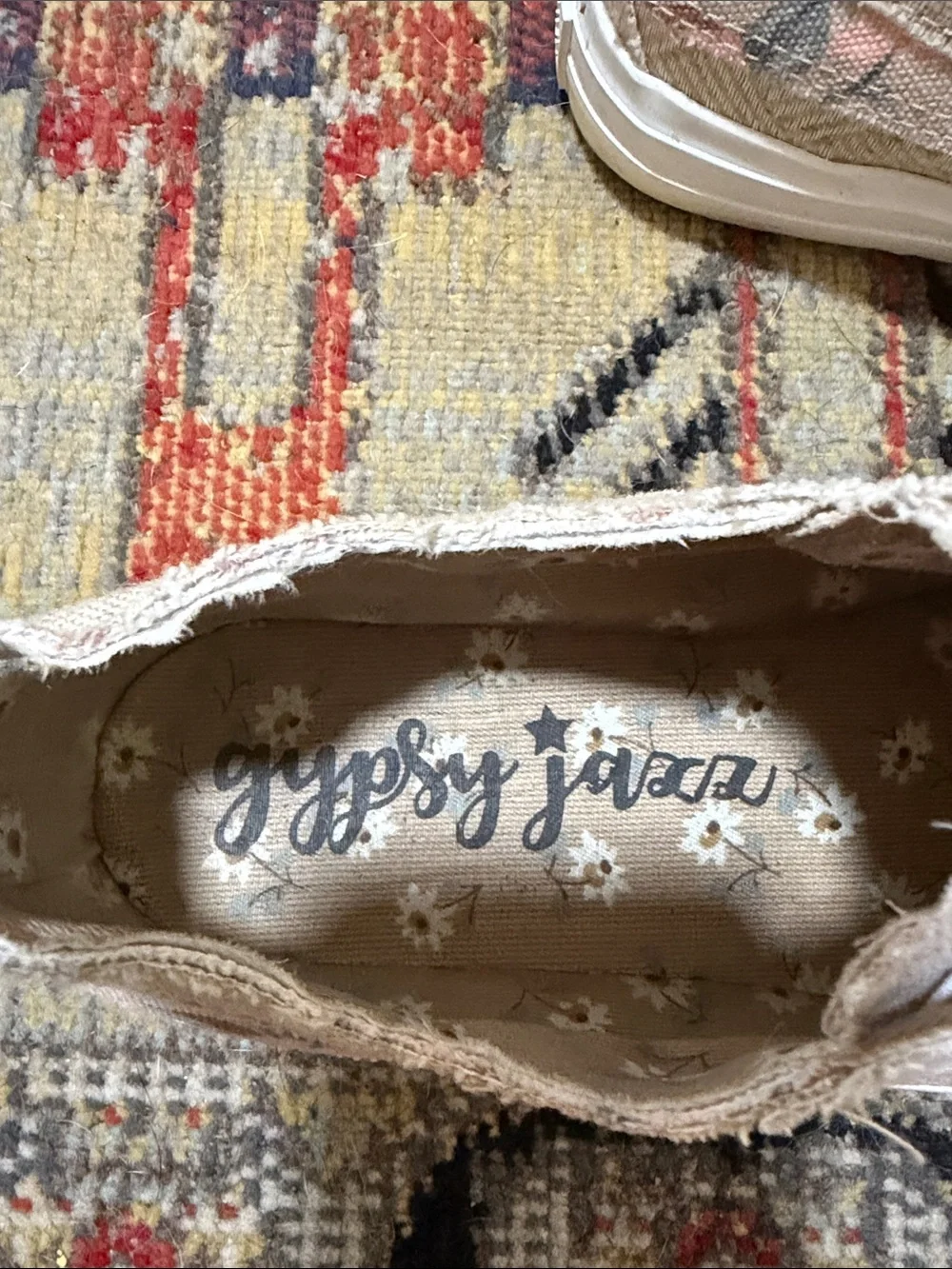 Gypsy Jazz Beige Slip-On Floral Canvas Sneakers